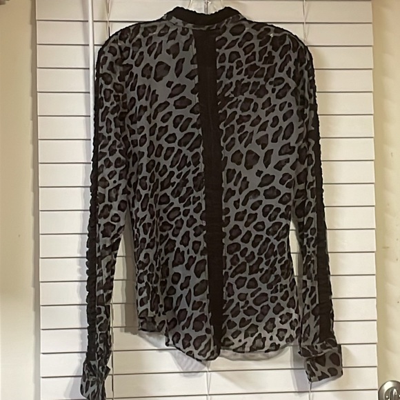Gorgeous ANNA MOLINARI Black Grey LEOPARD Shear BLOUSE XS-S! - Picture 2 of 8
